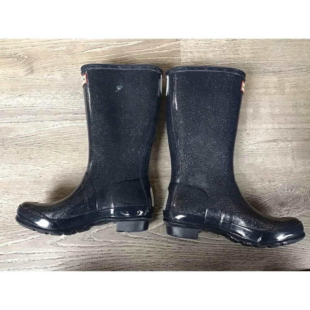 Hunter Kids Rain Boots Girls size 4 34 Original  Glitter Blue Youth Boot